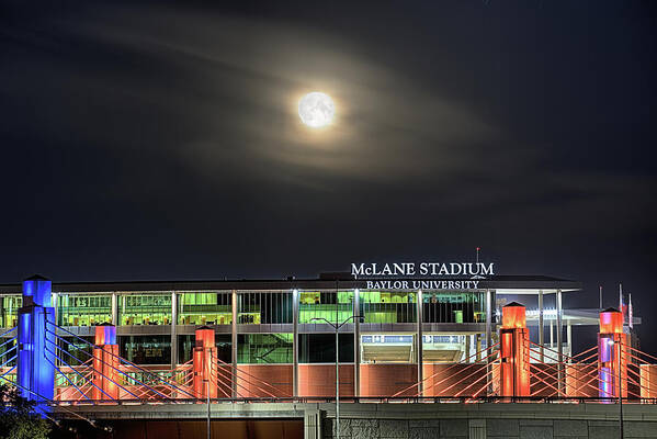 Waco Poster featuring the photograph Moonlight Over McLane Stadium by JC Findley