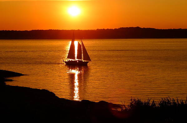 Photography Poster featuring the photograph Sailing At Sunset by Jeffrey PERKINS