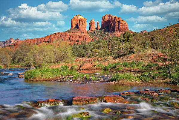 Sedona Poster featuring the photograph Cathedral Rock Viewed From Red Rock Crossing 1 by Jim Vallee