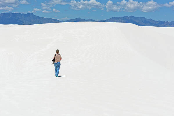 White Sands National Monument Poster featuring the photograph Hiking At White Sands #1 by Jim Vallee