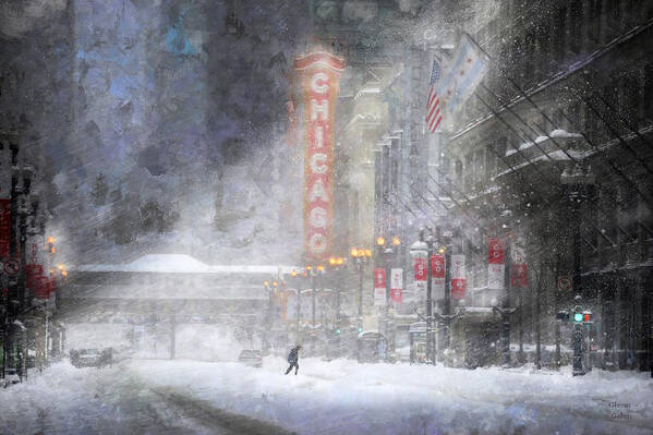 State Street Poster featuring the painting State Street Snow by Glenn Galen