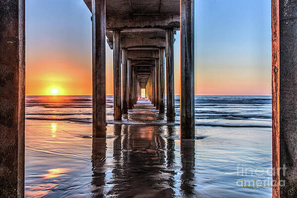 Beach Poster featuring the photograph Under Scripps Pier at Sunset by David Levin