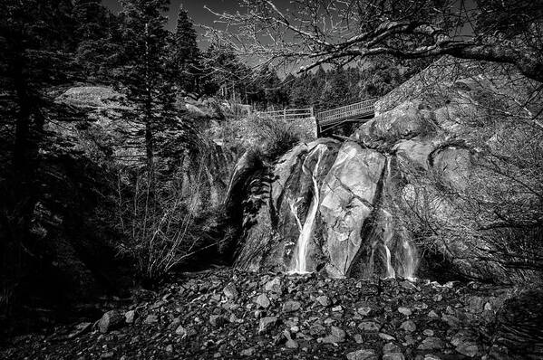 Black And White Poster featuring the photograph Helen Hunt Falls by Elin Skov Vaeth