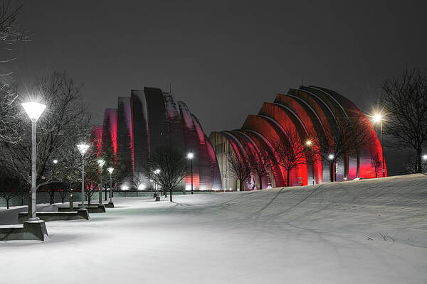 Kansas City Poster featuring the photograph Kauffman Center Red i by Ryan Heffron