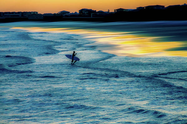 Beach Sunset Poster featuring the photograph Sunset Surf by Terry Walsh