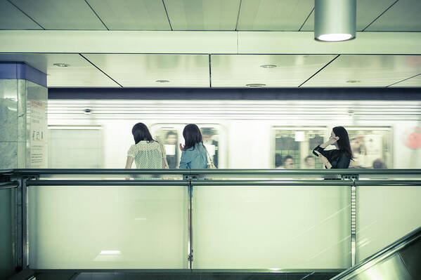 Urban Photography Poster featuring the photograph Train Approaching, Tokyo Metro by Eugene Nikiforov