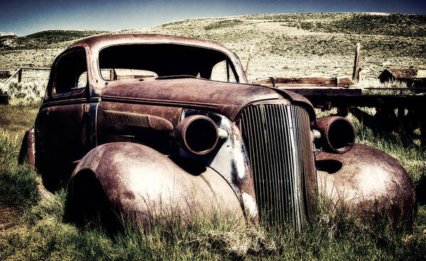 Sepia Poster featuring the photograph Abandoned Car Hull by Levin Rodriguez