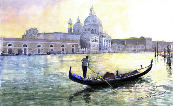 Watercolor Poster featuring the painting Italy Venice Morning by Yuriy Shevchuk