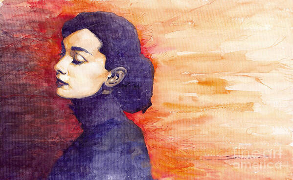 Watercolour Poster featuring the painting Audrey Hepburn 1 by Yuriy Shevchuk