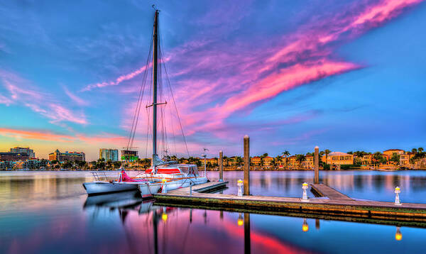 Davis Island Poster featuring the photograph Docked At Twilight by Marvin Spates