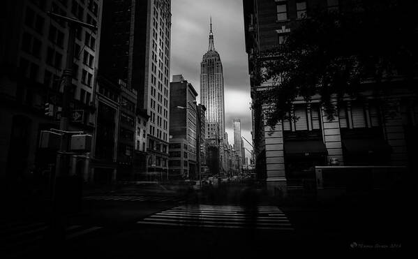 Usa Poster featuring the photograph Empire State Building BW by Marvin Spates