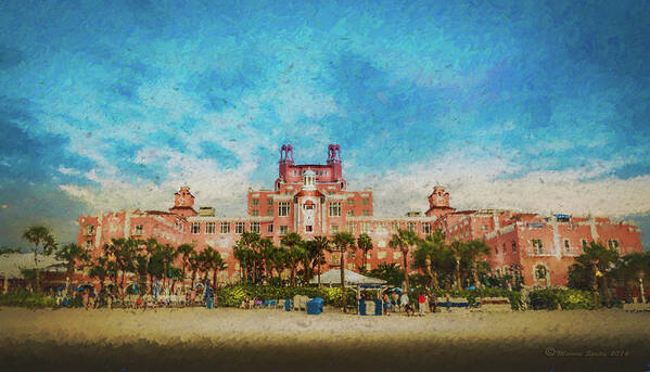 Scenic Poster featuring the mixed media The Don Cesar Resort by Marvin Spates