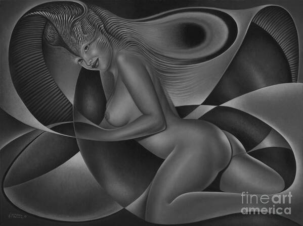 Nude-art Poster featuring the painting Dynamic Queen 4 #1 by Ricardo Chavez-Mendez