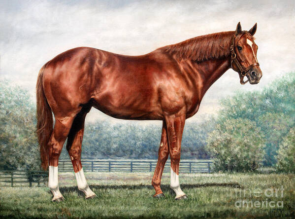Secretariat Poster featuring the painting Secretariat #3 by Thomas Allen Pauly