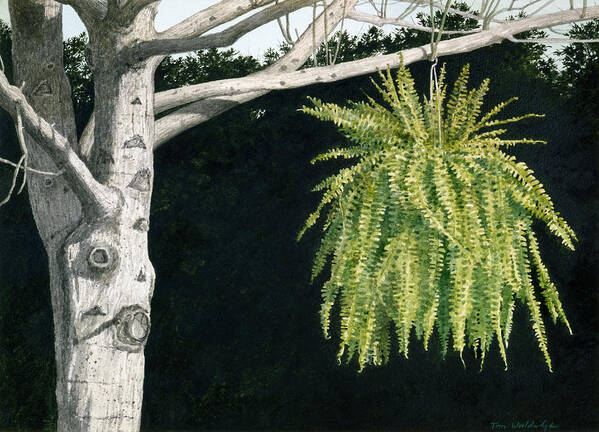Backyard Poster featuring the painting Airing the Fern by Tom Wooldridge