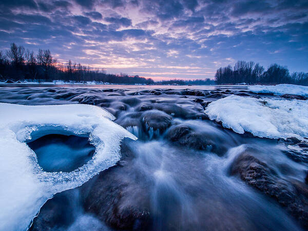 Landscape Poster featuring the photograph Blue rapids by Davorin Mance