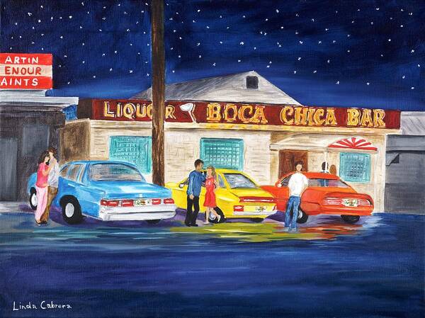 Boca Chica Bar Poster featuring the painting Boca Chica Bar by Linda Cabrera