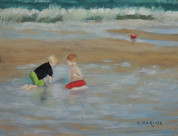 Beach Poster featuring the pastel Digging To China by Carol Corliss
