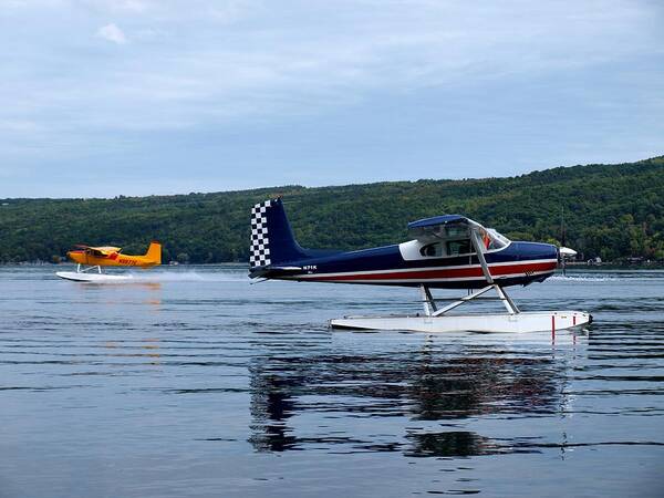 Cessna 180e Poster featuring the photograph Float Planes on Keuka by Joshua House