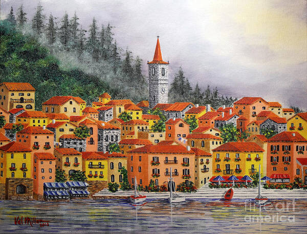 Lake Como Poster featuring the painting Lake Como Italy by Val Miller