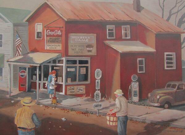 Small Town Poster featuring the painting Morning Time by Tony Caviston