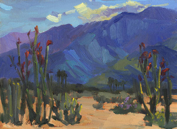 Ocotillos At Smoke Tree Ranch Poster featuring the painting Ocotillos at Smoke Tree Ranch by Diane McClary