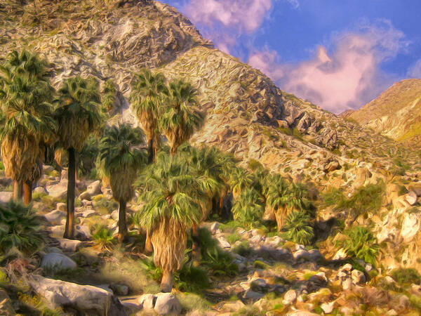 Palm Oasis Poster featuring the painting Palm Oasis in Late Afternoon by Dominic Piperata