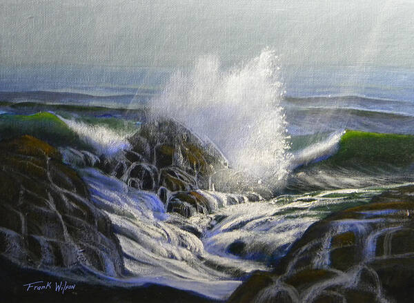 Seascape Poster featuring the painting Raging Surf by Frank Wilson