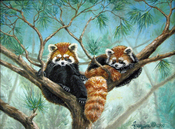 The Other Panda Poster featuring the painting Red Pandas by Beverly Fuqua