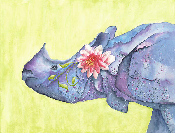Rhino Poster featuring the painting Rhino Whimsy by Mary Ann Bobko