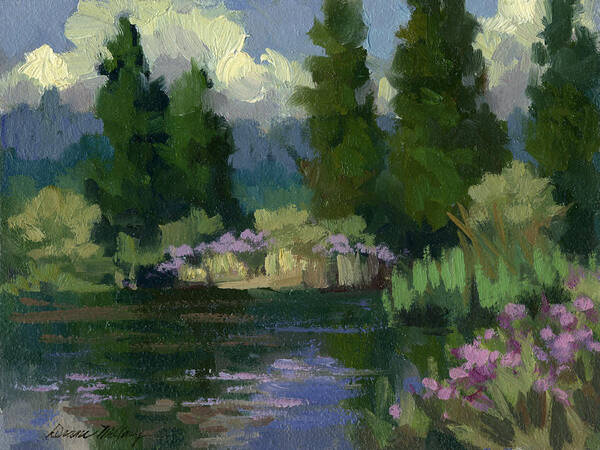 Spring Poster featuring the painting Spring Reflections at Harry's Pond by Diane McClary