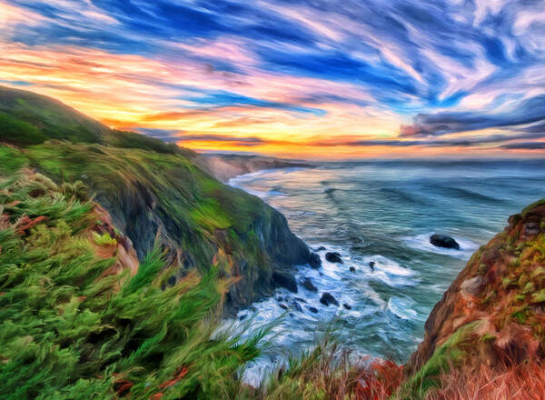 Sunset Poster featuring the painting The Beauty of Big Sur by Michael Pickett