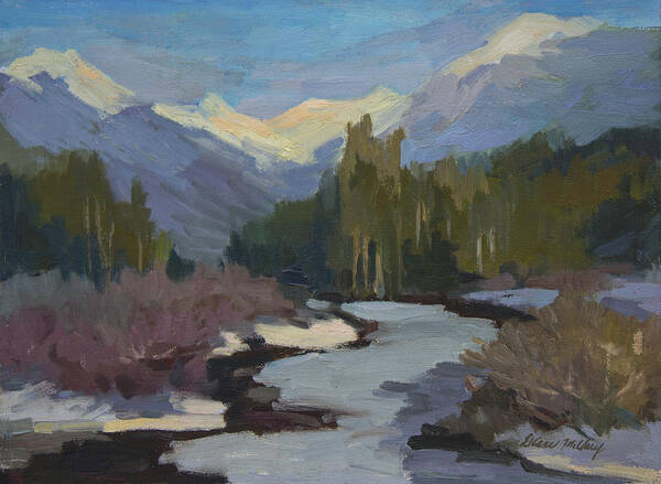Winter Poster featuring the painting Winter in the Cascade Mountains by Diane McClary
