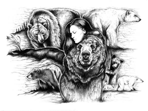 Bear Poster featuring the drawing B by Jordan Thompson