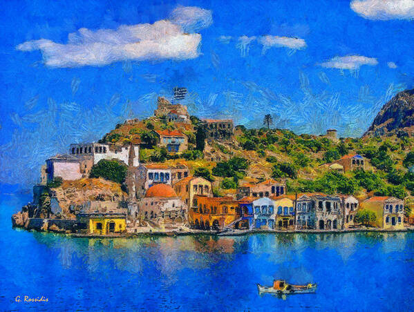 Rossidis Poster featuring the painting Kastelorizo island by George Rossidis