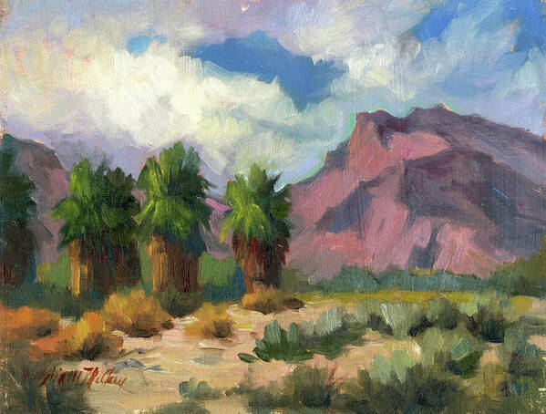 Palms Poster featuring the painting Palms and Indian Head Mountain by Diane McClary