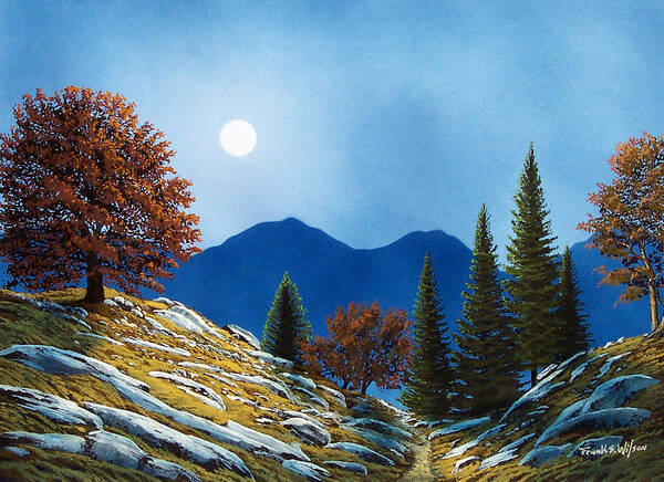 Landscape Poster featuring the painting Mountain Moonrise #1 by Frank Wilson