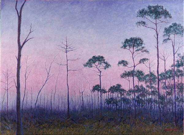 Abaco Pines At Dusk Poster featuring the painting Abaco Pines at Dusk by Ritchie Eyma