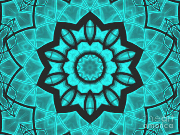 Kaleidoscope Poster featuring the mixed media Atlantis Stained Glass by Roxy Riou