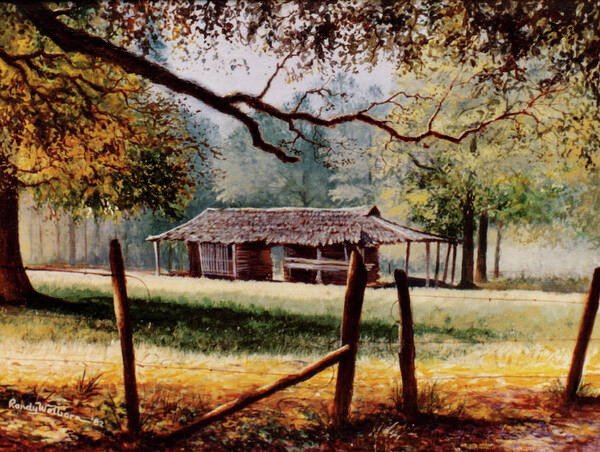 Corn Poster featuring the painting Corn Crib by Randy Welborn