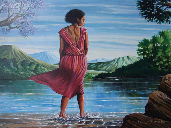 Africa Poster featuring the painting Meet me at the River by Anthony Mwangi