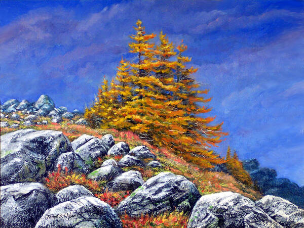 Mountains Poster featuring the painting Mountain Tamaracks by Frank Wilson