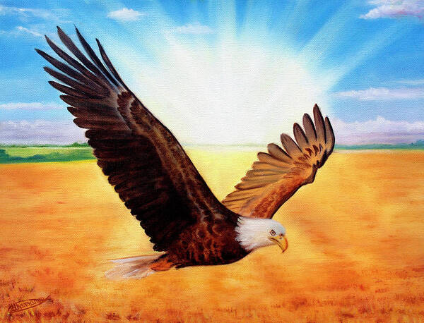 Prophetic Art Poster featuring the painting On the Wings of Dawn by Jeanette Sthamann