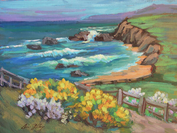 Half Moon Bay Poster featuring the painting Ritz Carlton at Half Moon Bay by Diane McClary