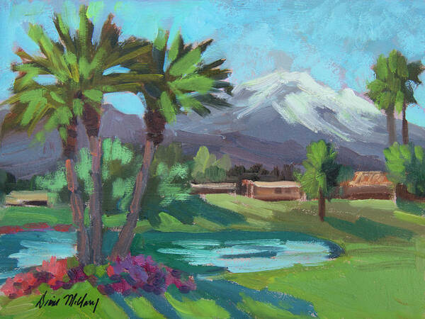 Coachella Valley Poster featuring the painting Snow on Mt. San Jacinto by Diane McClary