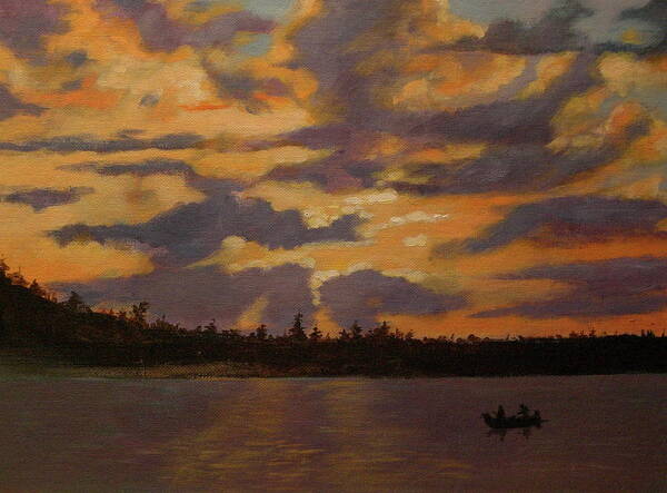 Canada Poster featuring the painting Sunset on Lake Kipawa Quebec by Walt Maes