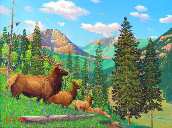 American Elk Poster featuring the painting The Intruders by Howard Dubois