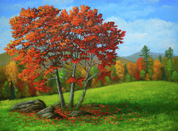 Green Mountain Autumn Poster featuring the painting As The Leaves Turn by Frank Wilson