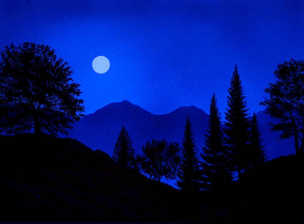 Night Poster featuring the painting Mountain Moonrise by Frank Wilson