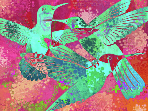 Humming Birds Poster featuring the digital art Hummers by Sandra Selle Rodriguez